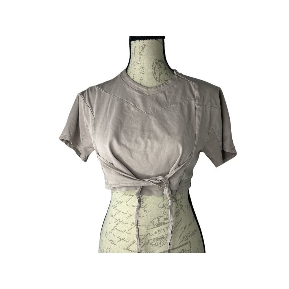 Gymshark Ori Tie Front Crop Top‎ Pink Womens XSmall Short Sleeve Bow Shirt